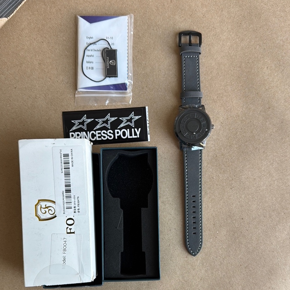 Princess Polly Gray Leather Strap Watch